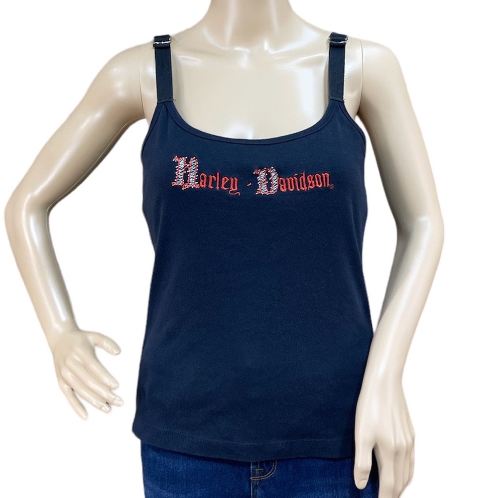 HARLEY-DAVIDSON Black Women’s Shelf Bra Tank Top Size Medium